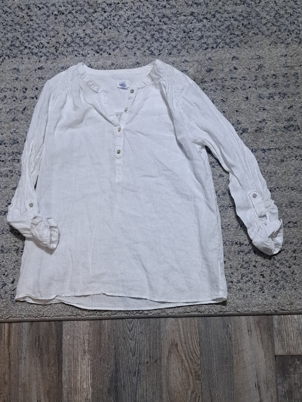 Sigrid Olsen White Button-Down Linen Blouse